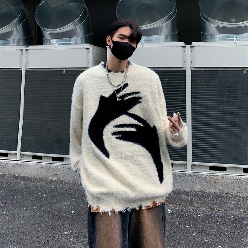 潮美式抽象男女秋冬季慵懒风情侣装潮牌宽松针织衫MY245/P50,男装针织衫/毛衣,星座506