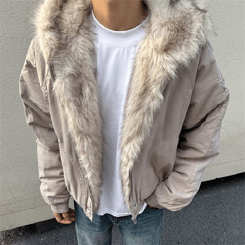 现货高品质美式高街冬季重磅硬挺短款座山雕毛领棉衣男女加厚外套，男装棉衣，电商A443