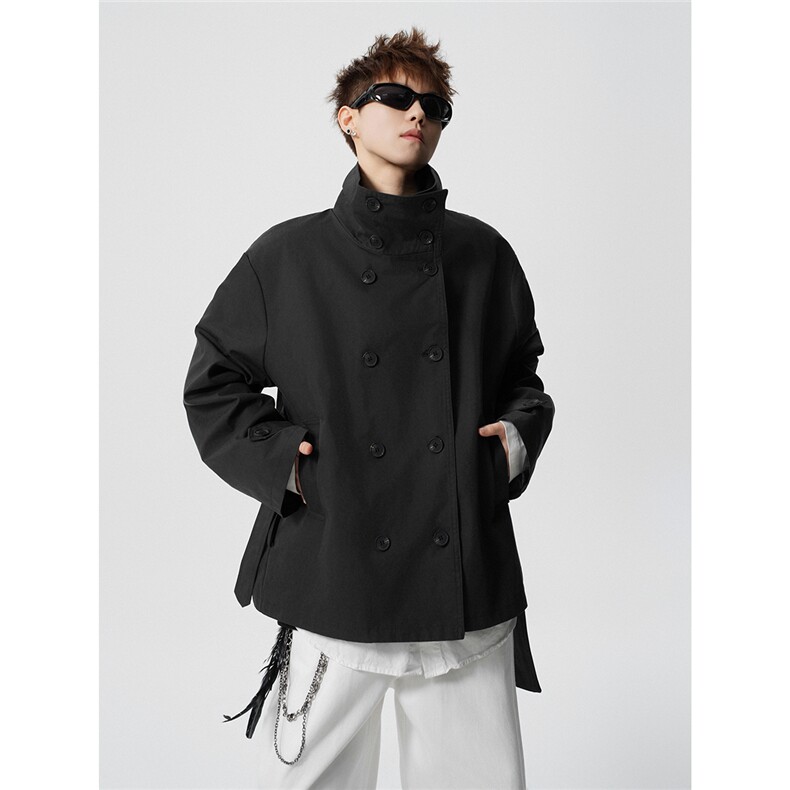 悉尼晨雾复古立领短款风衣男大码M-5XL慵懒风夹克F78036P108控168，男装夹克，星座227-7