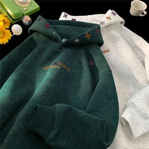 加绒加厚重磅砂洗做旧刺绣连帽卫衣JF807-特P65控118加绒P70控128