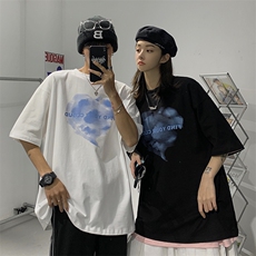 情侣装2023夏装新款百搭宽松印花圆领短袖T恤女D135P30女类，女装T恤，电商A335-1（原A458）