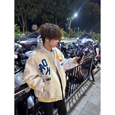 春季新款港风日系字母毛巾刺绣立领棒球服夹克外套insJK1429-P88，男装夹克，星座313A(原308A-2)