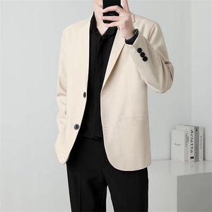 轻熟风西装外套男青年质感商务宽松休闲韩版修身单西服Y40-P55图片