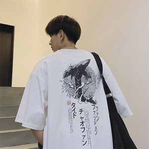 夏季日系卡通印花短袖T恤男潮流圆领半袖青少年打底衫DS342TP25图片