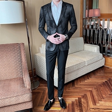 2021春新款西装男士商务印花针织西装西服西外套808，男装西服，电商D225