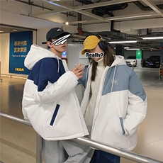 1港风情侣连帽宽松休闲拉链时尚大码M-5XL棉服外套男7786P60控98，男装棉衣，星座226-2