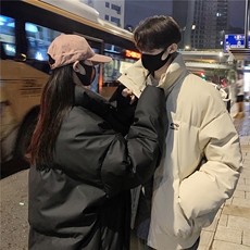 情侣冬装港风PU软皮棉服刺绣logo棉衣休闲加厚外套男G1103P128，男装棉衣，电商A339