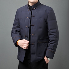 唐装男中老年爸爸羽绒服套装风90%白鸭羽绒服外套TR2310-P180，男装羽绒服，星座1105-3