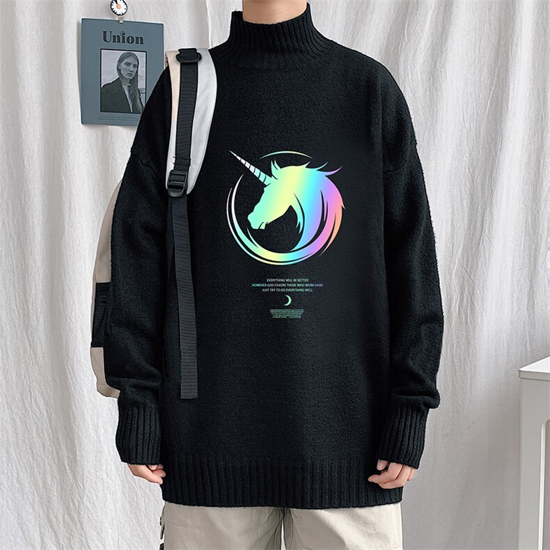 M18138-P45 加绒款-P65半高领毛衣男士大码针织衫男毛线衣男图片