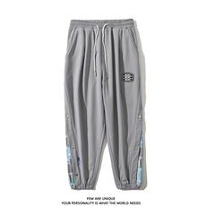 加推2024春新款港风侧开叉排扣束脚运动休闲裤2110-P45控69，男装休闲裤，星座914-3