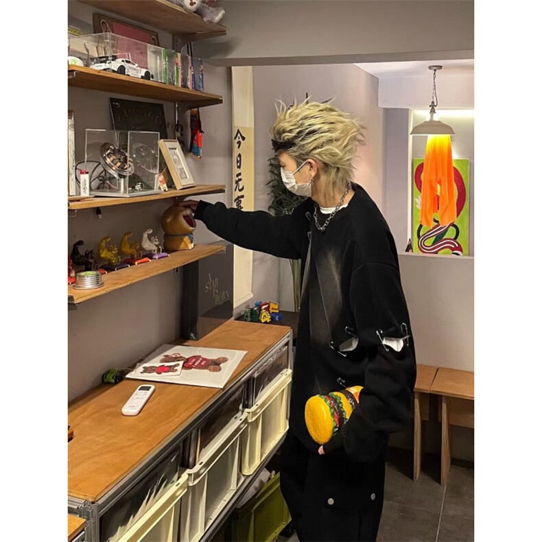 网络图现货！cleanfit回形针晕染卫衣设计感高街风外套RW103-P55,男装卫衣,星座1005-6