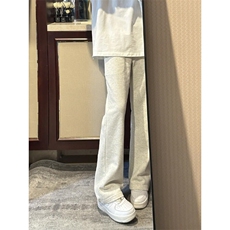 CXWK30LL-特P65毛巾刺绣花灰色卫裤男宽松直筒微喇休闲裤，男装休闲裤，星座1007（原301D）