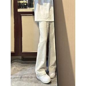 CXWK30LL-特P65 毛巾刺绣花灰色卫裤男宽松直筒微喇休闲裤图片