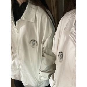 美式复古廓形短款立领加厚飞行员棒球服外套夹克春秋情侣款图片