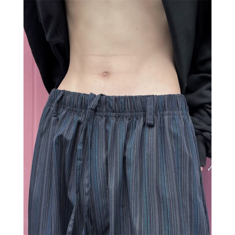 港风秋款男休闲裤条纹拼色直筒宽松长裤H2876P45,男装休闲裤,星座1013-1