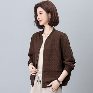 棒球服外套女2026新款春秋短款拉链式开衫小个子中年妈妈春装上衣图片