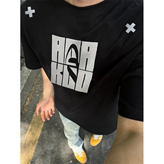 网图有货夏季字母刺绣短袖T恤男女美式潮牌情侣上衣A477-P35，男装T恤，星座1505