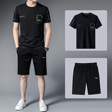 男士休闲套装2023年新款夏季潮牌短袖短裤冰丝宽松运动服两件套，男装休闲套装，电商B212（原钱塘6029）