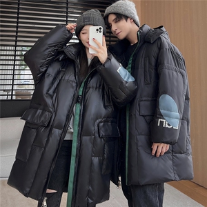 新款冬款加肥款男女中青年韩版情侣装羽绒服过膝长款羽绒外套大衣,婚纱搭配长手套图片图片