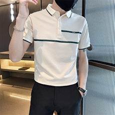 2024织带设计大码夏季短袖T恤翻领Polo衫T0240-特P40，男装T恤，电商D342