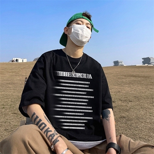 抖音得物二开现货供应220克夏装重磅美式高街宽松短袖t恤MT95图片