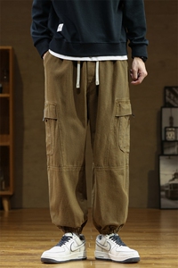 全棉水洗 M-8XL 秋季新款大码束脚潮流工装休闲卫裤 109-K505-P60图片