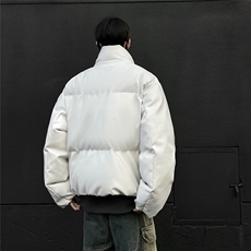 男装2026冬装宽松绣花PU皮棉衣港风大码棉服面包服外套S367-P128，男装棉衣，电商A233-1