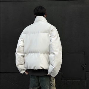 男装2026冬装宽松绣花PU皮棉衣港风大码棉服面包服外套S367-P128图片