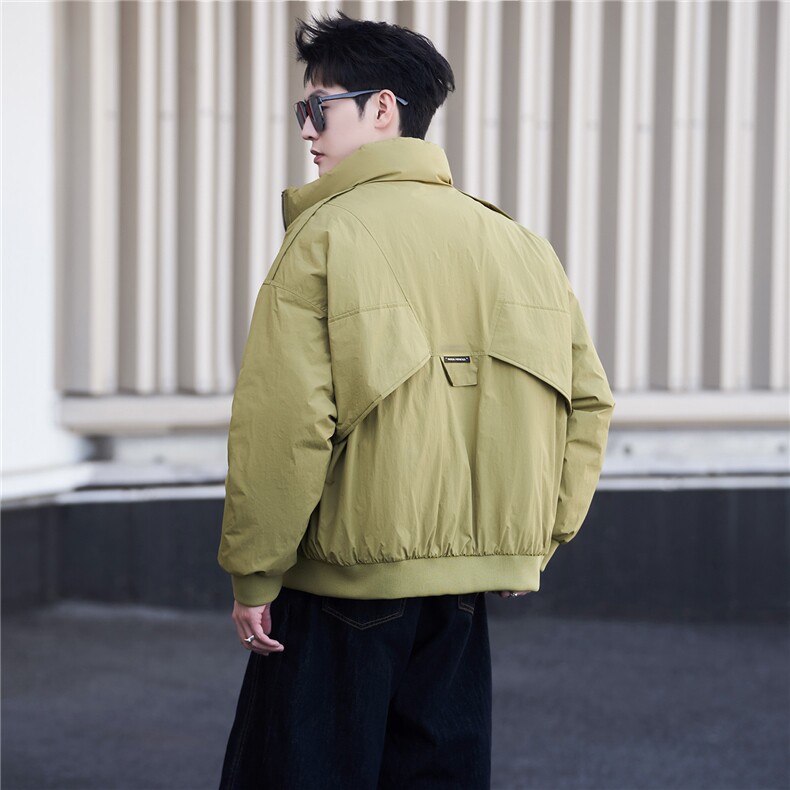 M-3XLB3539501P24590白鸭绒绿色立领冬羽绒服80-109g，男装羽绒服，电商B353