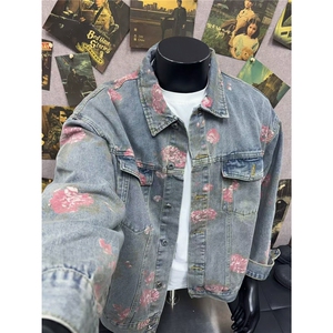 B221美式高街暗黑小众重工艺印花牛仔外套 SY2537-特P70 控118图片