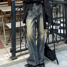 美式复古水洗小众牛仔裤高街百搭情侣直筒阔腿裤KZ47995--TP40，男装牛仔裤，电商A247C