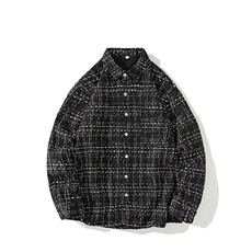 小香风衬衫男长袖宽松格子衬衣休闲外套羊羔绒加绒加厚/8812TP55，男装衬衫，电商A012