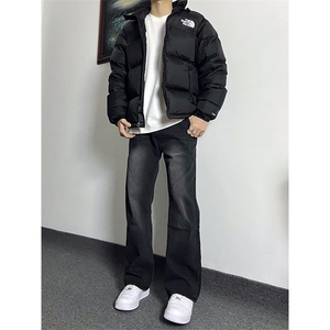 纯黑色弹力牛仔裤秋冬款cleanfit显瘦微喇裤子KZA47-P55图片