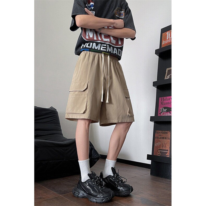 8XL-M 特大码冰丝短裤男五分裤褶皱休闲裤工装中裤DK1504P45控68图片
