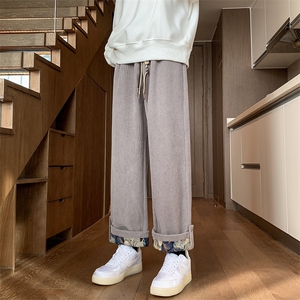 港风大码美式灯芯绒卷边设计阔腿休闲裤男 XZ213-DK2002-P55控68图片