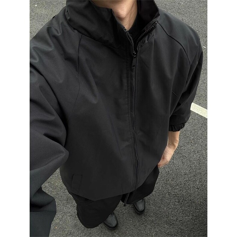 【有货】纯黑色立领短款外套棒球服教练行政夹克JK6712特P55,男装夹克,星座908-1