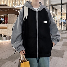 高品质秋款男连帽卫衣字母贴标休闲夹克宽松外套WY112P60，男装卫衣，星座1013-1