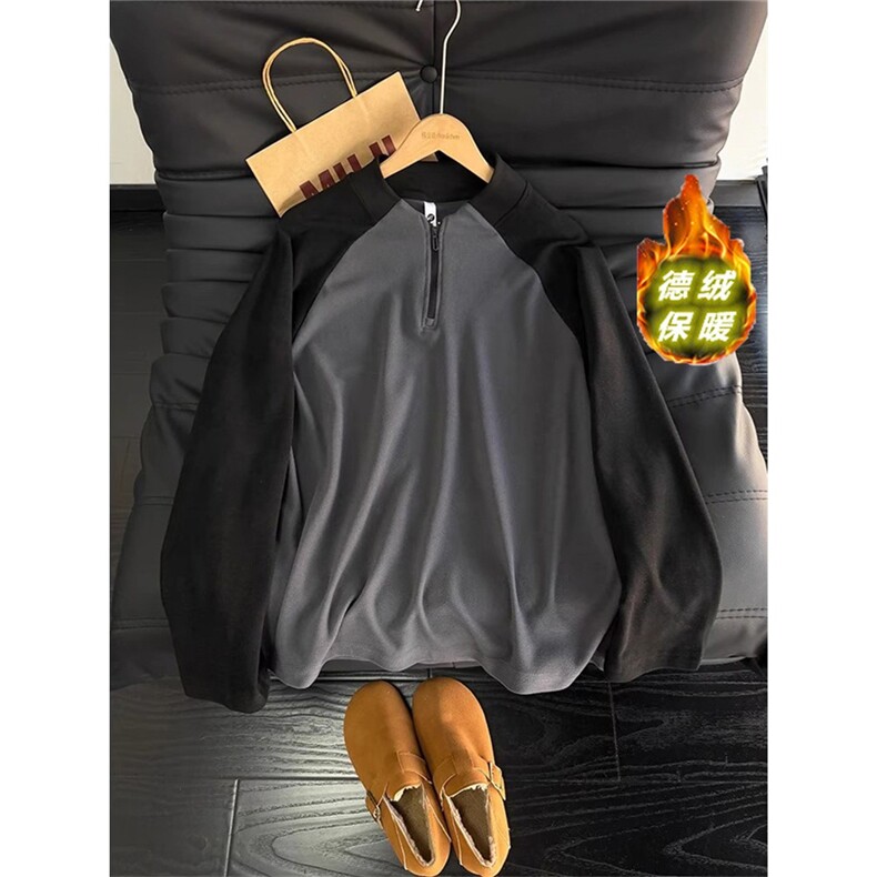 半拉链德绒打底衫男款秋冬美式健身训练服保暖运动T恤LYT177-P35，女装T恤，星座1008