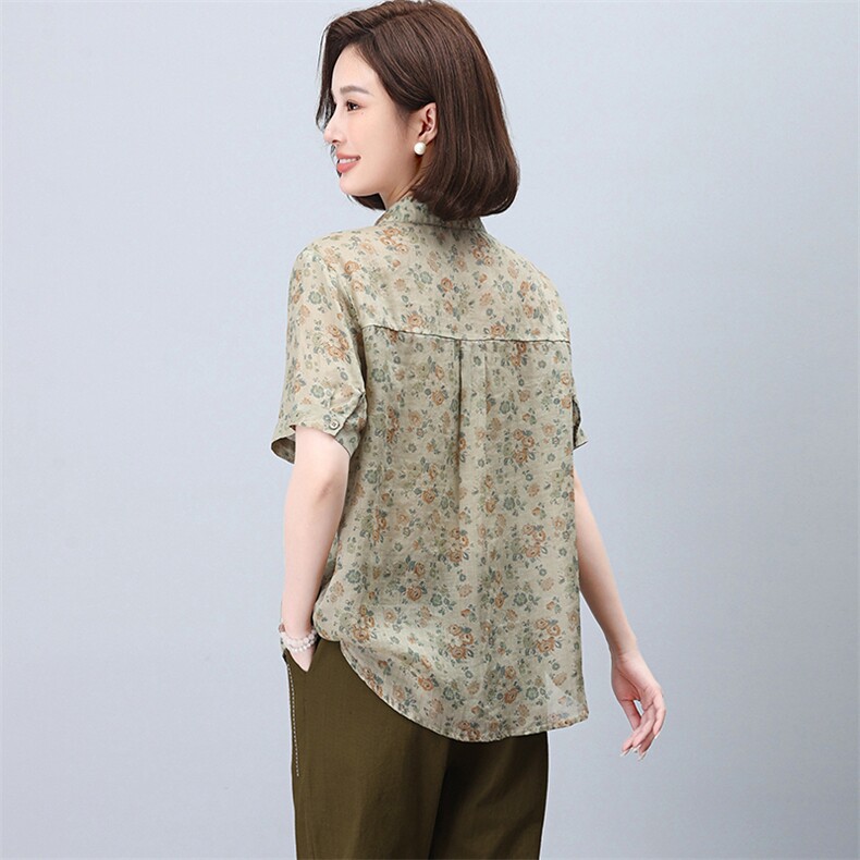 苎麻套装上衣女棉麻新款大码衬衫套装,女装套装/套裙,3200格调