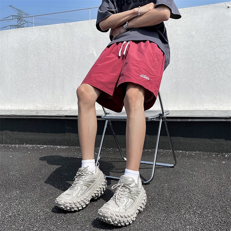 夏男短裤速干裤冰丝褶皱字母印花图案宽松五分中裤马裤D5539P25,男装牛仔裤,星座1013-1