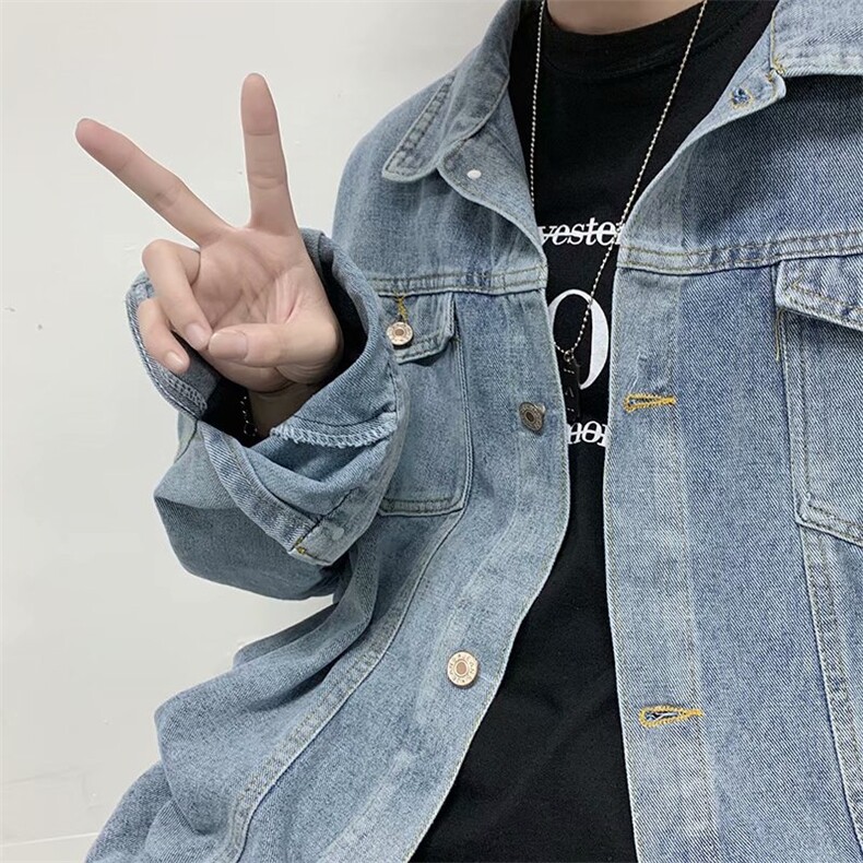 春季牛仔夹克男潮牌日系帅气上衣宽松休闲百搭工装外套J522-P55,男装夹克,星座1008