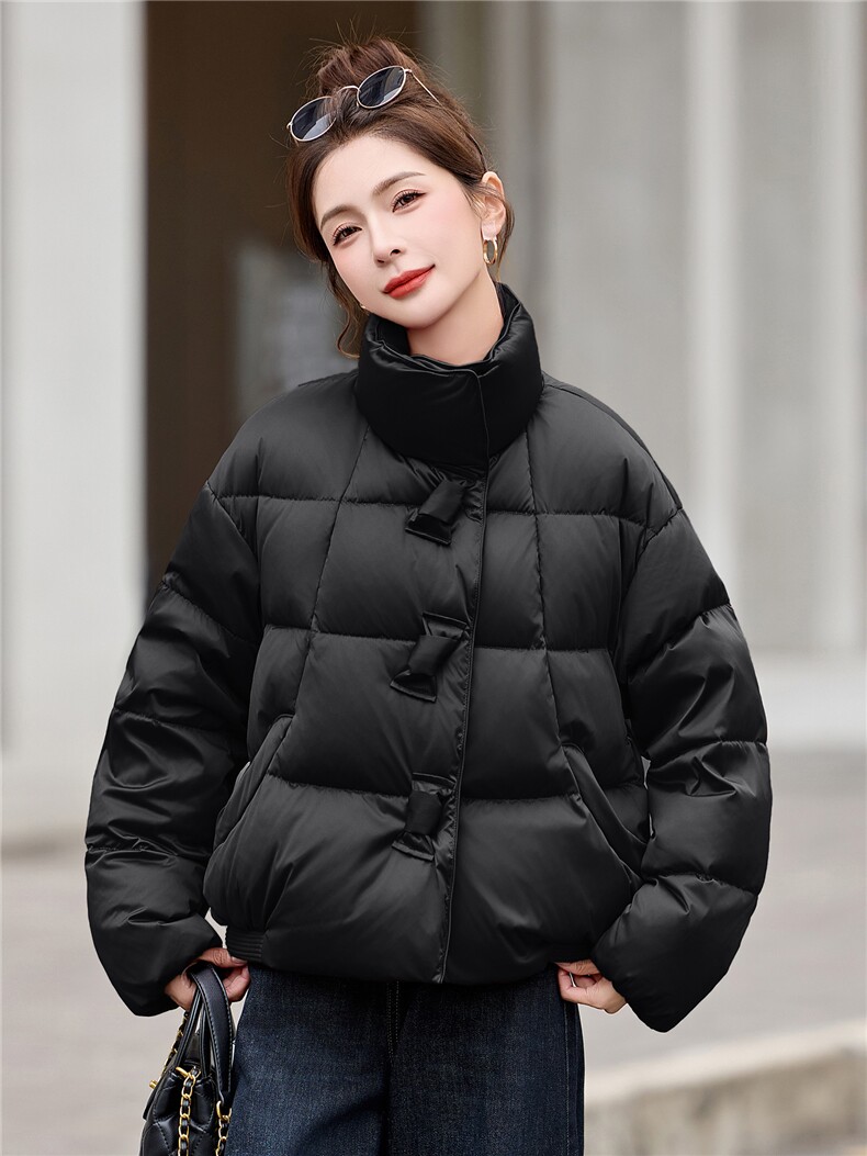 2025冬装新款简约时尚立领90白鸭绒羽绒服,女装羽绒服,沁沁公主