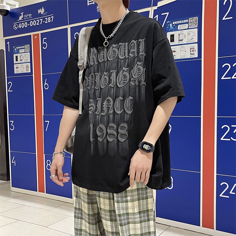 2023夏季潮嘻哈甜酷风男女港风款新款情侣短袖T恤T977-P28,男装T恤,星座512-2