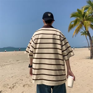 POLO衫青春流行2023夏季五分袖潮新款男日常原宿气质潮流简约标准图片