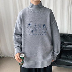 M18191-P45加绒款-P65半高领毛衣男士大码针织衫男毛线衣男，男装针织衫/毛衣，电商A040