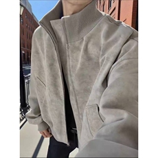 【001】加绒加厚皮衣外套男立领飞行员夹克A079-813-P64-74，男装夹克，电商A079