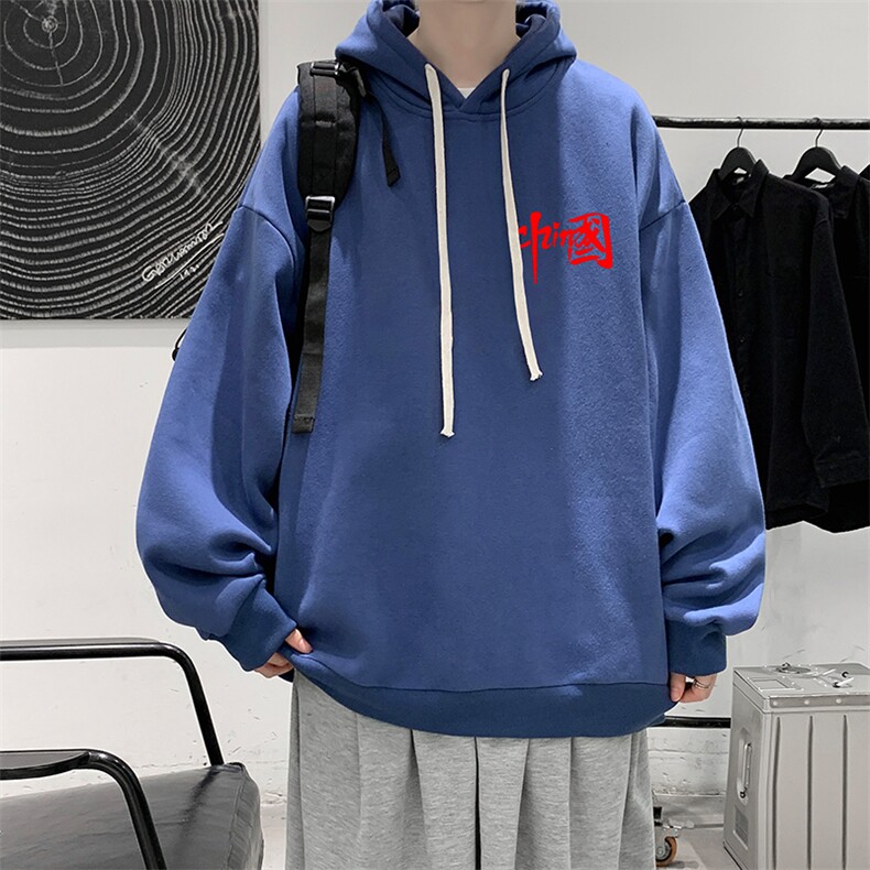WY2276-P35加绒款-P40纯棉连帽卫衣男大码运动帽衫宽松薄外套男,男装卫衣,电商A040