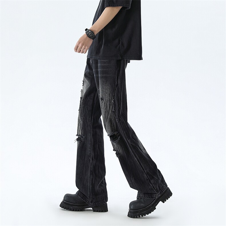 B221美式ins高街暗黑小众夏季重工艺破洞牛仔裤LK24173-P65控88,男装牛仔裤,电商B221