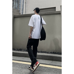 B221 美式ins高街小众假破洞修身微喇牛仔裤 LK22065-P65 控88图片
