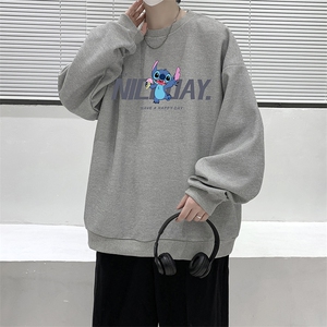 华夫格卫衣圆领卫衣男大码长袖t恤男外套 HW76173-P30加绒款-P40图片